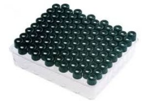 Picture of Clear 8-425mm Threaded Vial, 12x32mm, Black Polypropylene Cap, Red PTFE/Silicone Septa, 0.065" 806550-1232