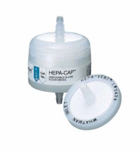 Picture of HEPA-VENT 50 mm Disc, inlet 1/4 to 3/8" stepped barb, outlet 1/4 to 3/8" stepped barb (10 pcs) 6723-5000