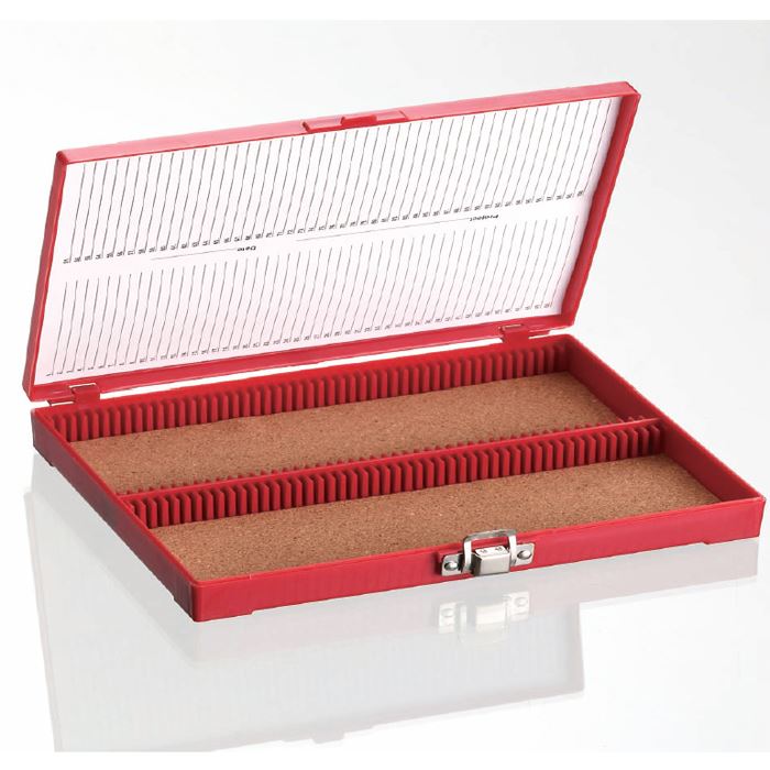 Storage Boxes for Slide Microscope 100 place, Red,  RUN92114R
