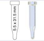 Crimp neck vial, N 8, 5.5x31.5 mm, 0.2 mL, conical, clear 70286