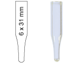 Micro-insert, N 9|N 10|N 11, 6.0x31.0 mm, 0.2 mL, conical, 15 mm tip, clear 702813