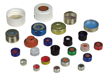 Crimp closure, N 11, alu., blue, center hole,PTFE red/Silicone w./PTFE red,1.0mm 702995.3