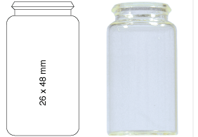 Snap cap vial, N 22, 26.0x48.0 mm, 15.0 mL, flat bottom, clear   702019