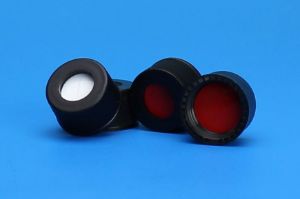 Picture of 13-425mm Black Open Hole Polypropylene Closure, Red PTFE/Silicone Septa, 0.065" 806550-13