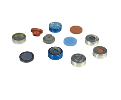 Septa N 19, Silicone/PTFE, blue transparent/white, 1.3 mm, 45° shore A  702144 