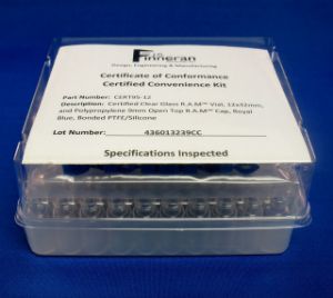 Picture of Certified Clear Glass 9mm R.A.M.™ Vial, 12x32mm, and PP Open Top Cap, Royal Blue, Bonded PTFE/Silicone CERT95-12