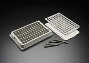 Picture of Solid Aluminum 96-Well Base Plate with Tapped Holes in Each Corner (for use with Screws) 9996-812AST