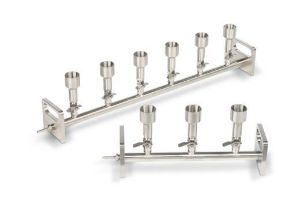 Picture of Multiple Vacuum Filtration Apparatus, stainless steel filter funnel six-place manifold, recommended for microbiology monitors and analytical funnels 10498762
