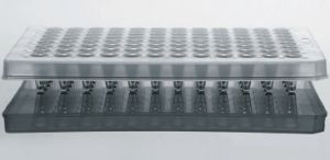 Picture of 0.1 mL 96 Well PCR Plate, Semi Skirt, Clear, A1 Notch, Compatible with ABI Machine, 5/bag, 25/pk 402401