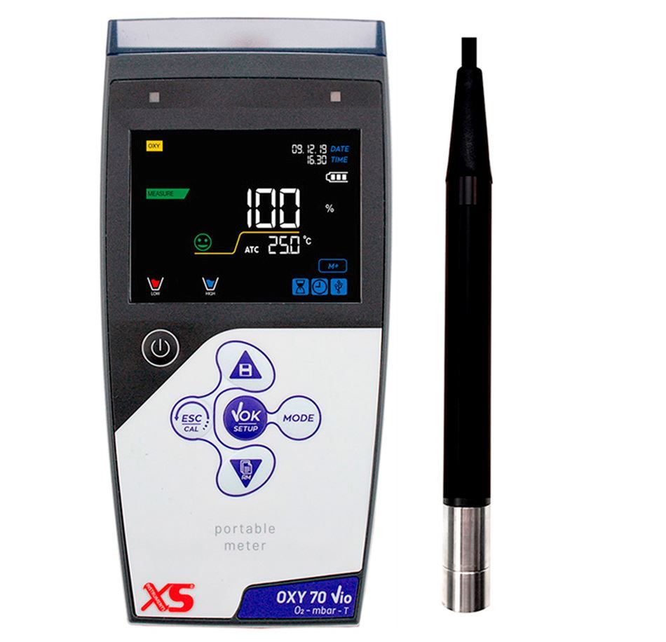 Oxy 70 Vio with optical Oxygen sensor LDO70/10MT with 10 mt cable. 1 bottle 0 Oxygen standard, power supply 50110312