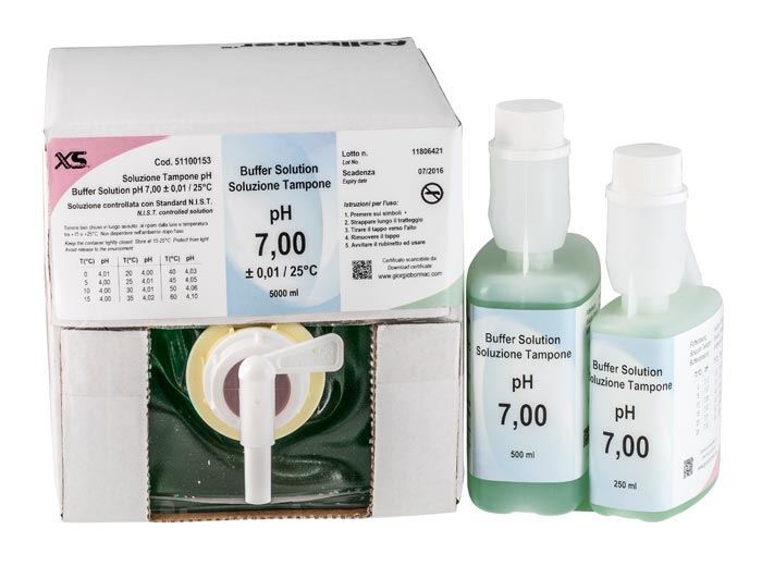 1x5Lt XS buffer solution pH 7,00  ± 0,01 / 25°C green color with N.I.S.T certificate 51100243