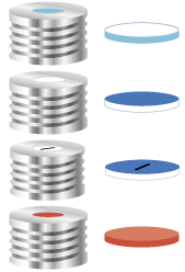 Screw closure, N 18, metal (magn.), silver, c. hole, Red Rubber/TEF, 1.5 mm 702072