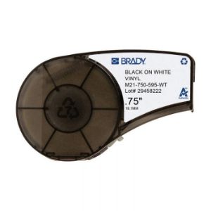 Picture of BMP21 Plus Series B-595 Indoor Outdoor Vinyl Labels, Black On White, 19.05mm x 6.4 Meters, 142797