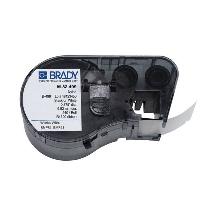 BMP51 BMP53 B-499 Nylon Cloth Labels, Black/White, 9.53mm, ( was 143344) 170798
