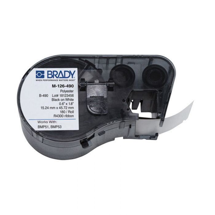 BMP51 BMP53 B-490 Polyester Cryogenic Laboratory Labels, Black/White, H12.7mm x W41.91mm( was 143309) 170775