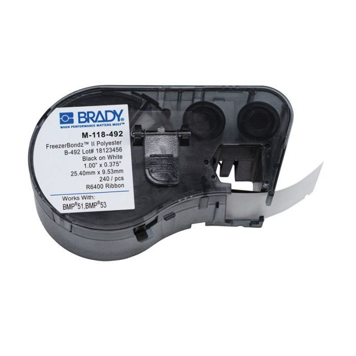 BMP51 BMP53 B-492 Ultra Thin Polyester Laboratory Labels, Black/White, 12.7mm x 25.4mm, (was 143324) 170894