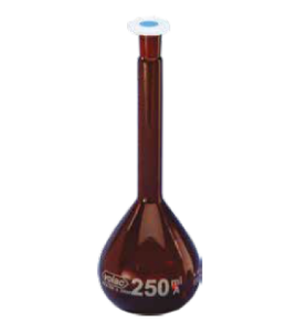 Picture of Volumetric Flask, amber glass, VOLAC FORTUNA, 5 ml, with TS 10/19, DE-M, US258/AM/WAC/A/5