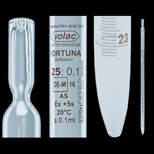 Picture of Graduated Pipette, VOLAC FORTUNA, 2 ml : 0.02 ml, total delivery, zero at top, capac, US385/WAC/B/5