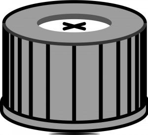 Picture of Screw closure, N 13, PP, black,center hole,Sil. white/PTFE blue,cross-slit,1.5mm 702925