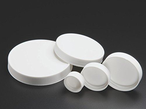 24-414mm White, Polypropylene Open Hole Cap, Bonded .125" PTFE/Silicone Liner , pk100, 34-527M