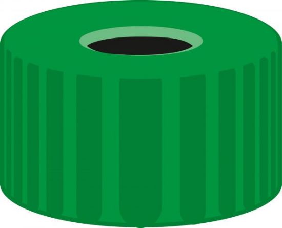 Picture of Screw closure, N 9, PP, green, center hole, no liner  702164