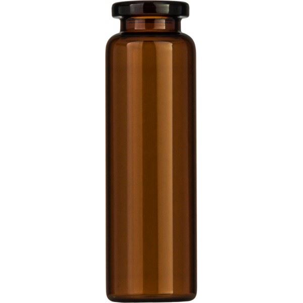 Crimp neck vial, N 20, 22.5x75.5 mm, 20.0 mL, rounded bottom, flat neck, amber  702263.2