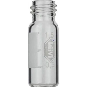 Picture of Screw neck vial, N 10, 11.6x32.0 mm, 1.5 mL, label, flat bottom, clear  702012MN