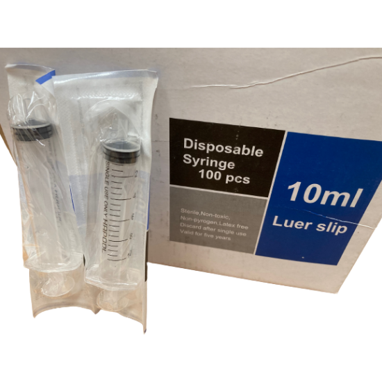 Picture of 10ml Luer Slip, Sterile, 3 Piece Disposable Syringe, Box 100,  MSS3P10LS