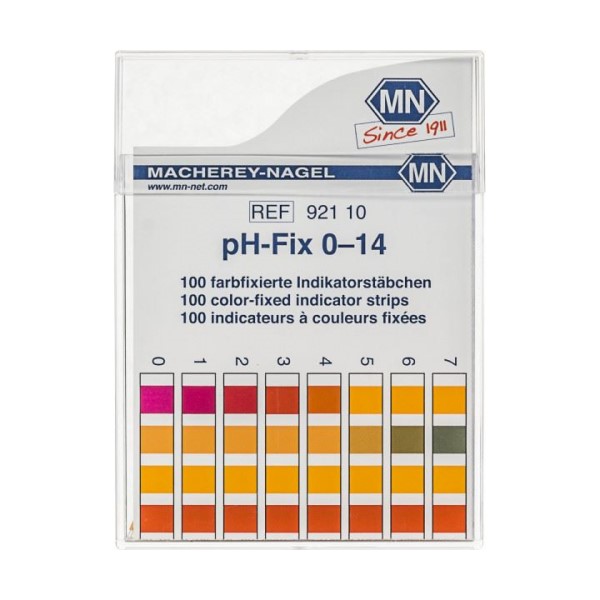 pH test strips, pH‑Fix 0–14, fixed indicator  92110