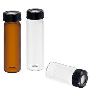 Picture of 60mL Clear Vial, 24-400mm Open Top Black Closure, 0.125" PTFE/Silicone Top Hat™ Lined 9-135