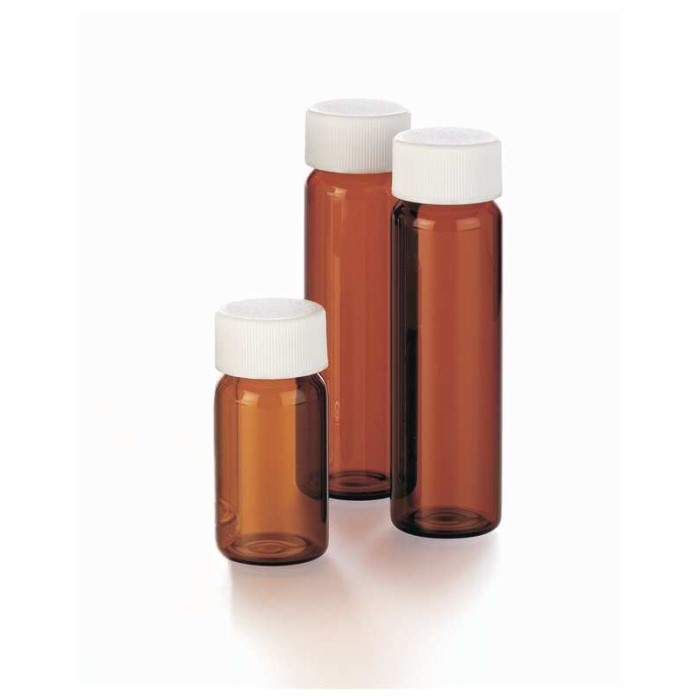 40mL Amber Vial, 24-400mm Solid Top White Polypropylene Closure, PTFE Lined  ,pk100, 9A-089