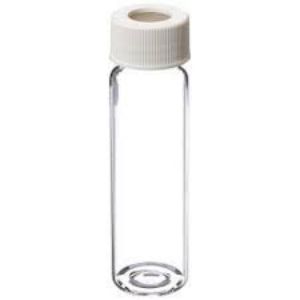 Picture of 60mL Clear Vial,  24-414mm Open Top White Polypropylene Closure,  .125" PTFE/Silicone Lined 9-112