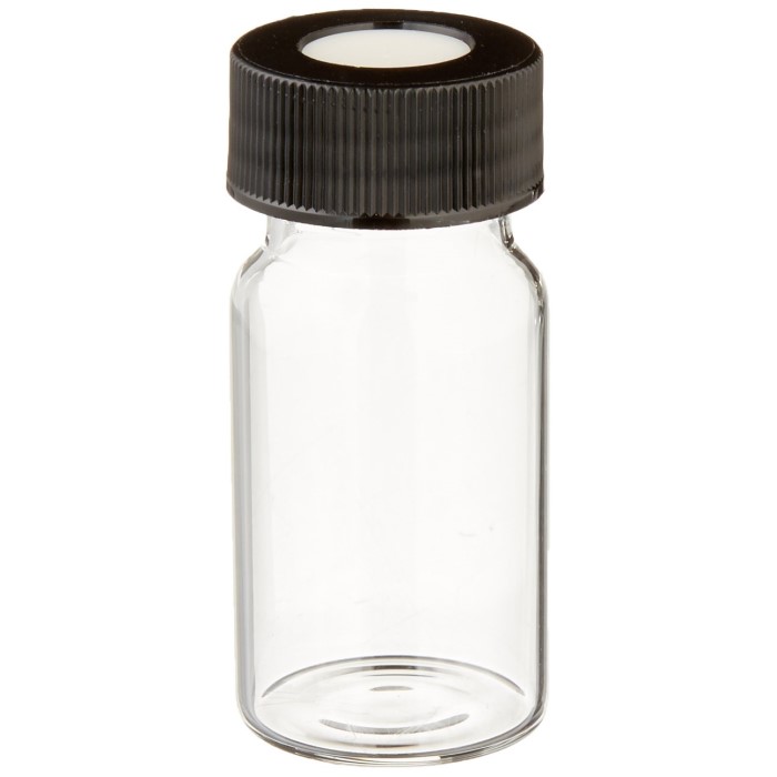 20mL Clear Vial, 24-400mm Open Top Black Closure, 0.125" PTFE/Silicone Top Hat™ Lined 9-131