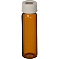 Precleaned - 40mL Amber Vial,  24-414mm Open Top White Polypropylene Closure,  .125" PTFE/Silicone Lined ,pk72, 9A-102-2