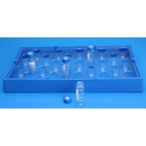 Picture of 25 Position Insert Tray for Universal Vial Rack, to Hold 12mm Tapered, Flat & Round Bottom Vials, made from Clear PETG  9601-12