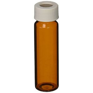 Picture of 60mL Amber Vial,  24-414mm Open Top White Polypropylene Closure,  .100" PTFE/Silicone Lined 9A-093