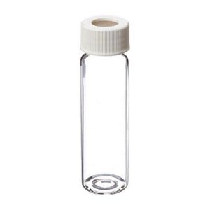 Picture of 60mL Clear Vial,  24-414mm Open Top White Polypropylene Closure,  .100" PTFE/Silicone Lined 9-093