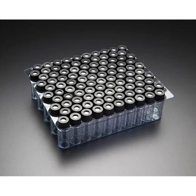 Amber 8-425mm Threaded Vial, 12x32mm, Black Polypropylene Cap, PTFE Septa, 0.010" 801010-1232A