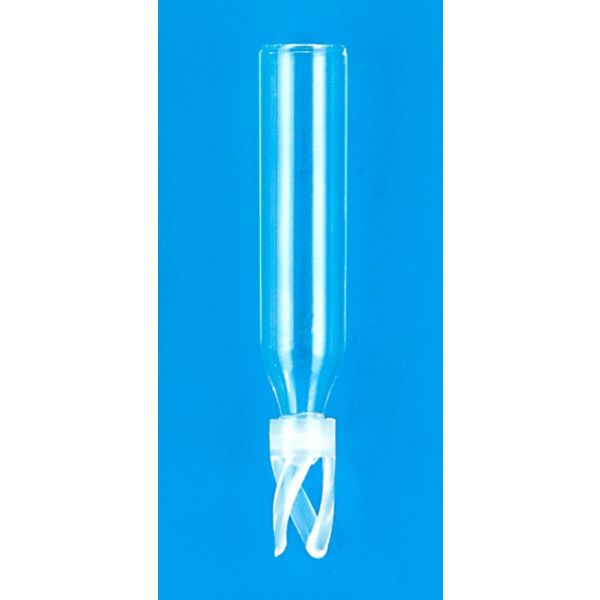 Silanized - 250µL Glass Big Mouth Conical Limited Volume Insert, 6x29mm, Pulled Point Interior, w/Bottom Spring, 425BSFT-629Z
