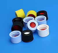10-425mm White Polypropylene Closure, Red PTFE/White Silicone Septa, 0.050", 805050-10W