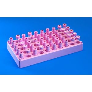 Picture of 50 Position Pink Polypropylene Stackable Rack for 12mm Vials and Tubes, Autoclavable , 9750-12PK
