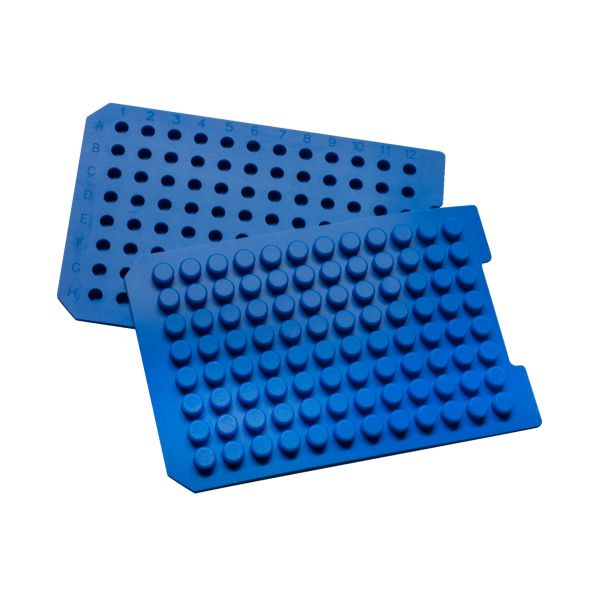 96 Round (7mm Diameter Plug) Royal Blue Sealing Mat with Spray Coated PTFE/Premium Silicone, 976057MR-96B