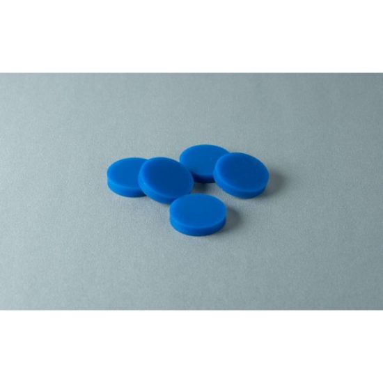 Picture of 17mm (21/32") Diameter HT-X High Temp Low Bleed Blue Silicone GC Septa, Long Life - 200 Injections, Max Temp 350°C 606HTX-17