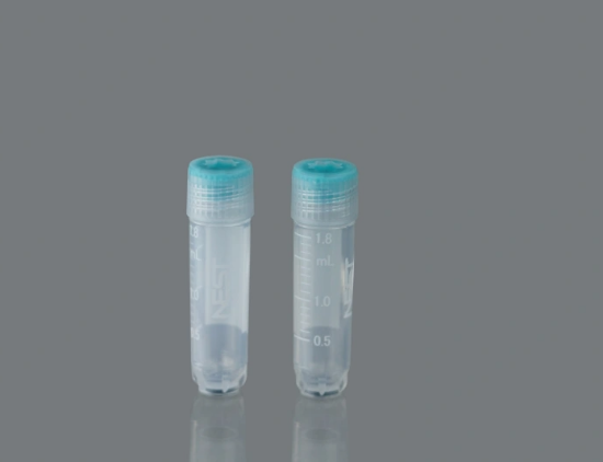 Picture of 2D Barcode 1.5 mL Cryogenic Vial, Self-Standing, External Thread, Sterile, New Model, 10*10/rack, 14 racks/cs, 1400 vials/cs, 606952