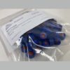 Picture of 9-425mm Blue Open Top Ribbed Screw Cap with 9mm Septa Polyimide/Red Silicone 1mm Thick. 100pcs/pk MSVC9-SFRB