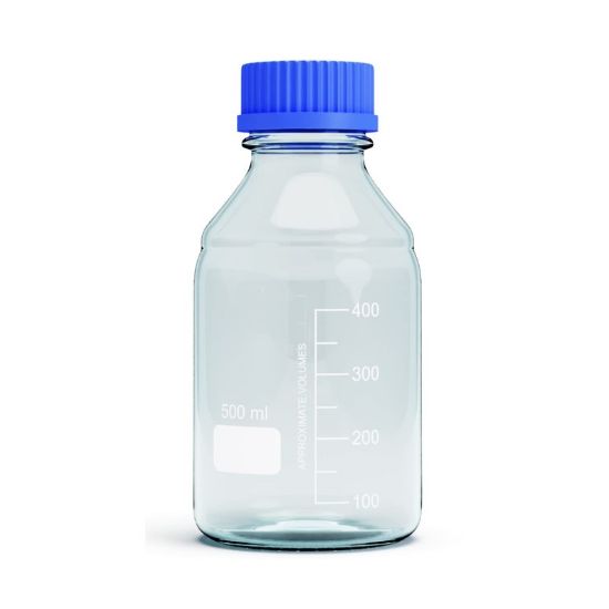 Picture of Liquid Handling Glassware Lab Bottle w/Blue lid 500ml MS1407-500