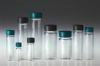Picture of 15 x 45mm 1 dram (4ml) Clear Borosilicate Glass Vial with 13-425 Green Thermoset F217 & PTFE Lined Cap attached Vacuum & Ionized,  Case of 144, GLC-05185