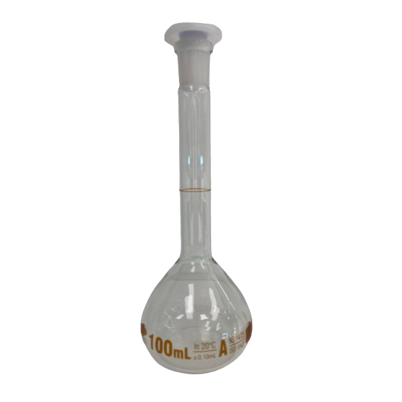 Volumetric Flasks, Clear, Class 'A' with Batch Certificate, 100ml, Amber Circle, pk2, MS 3600.102.08