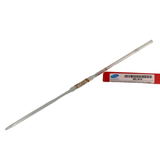 Picture of Volumetric Pipette One Mark ISO/DIN 648, Class 'AS' With Individual Certificate, 5ml, Amber Printing, pk10, MS 5800.100.05