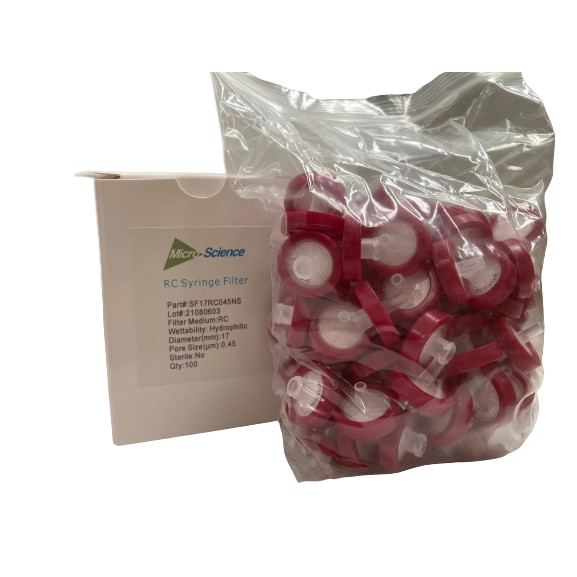 17mm Regenerated Cellulose  Syringe Filter 0.45um, Non-sterile, PP housing, bx100,  MS SF17RC045NS